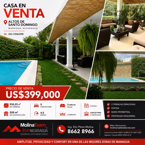 Casa en Venta en Altos de Santo Domingo | 5 Habitaciones | Piscina | US$399,000