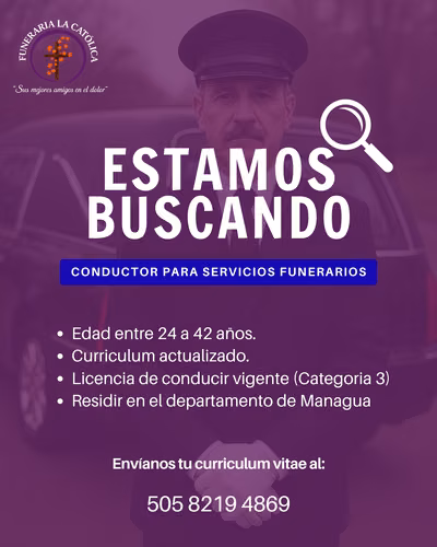 Chofer para servicios funerarios.