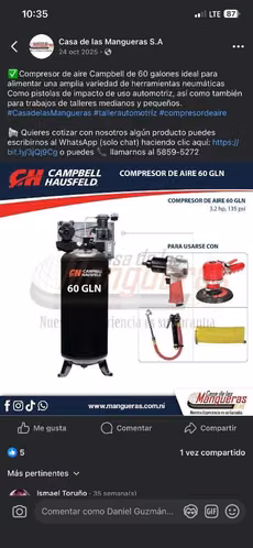 Compresor de 60 galones.
