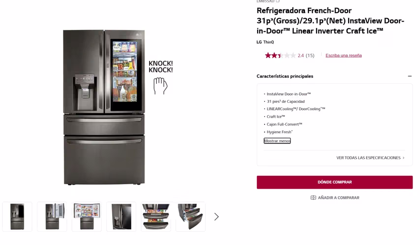 Refrigerador inteligente dos puertas LG, S&S, WIFI, Esferas de hielo, doble touch - Imagen 7