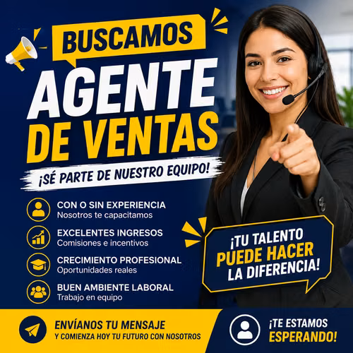 AGENTE DE VENTAS PARA CALL CENTER CON O SIN EXPERIENCIA