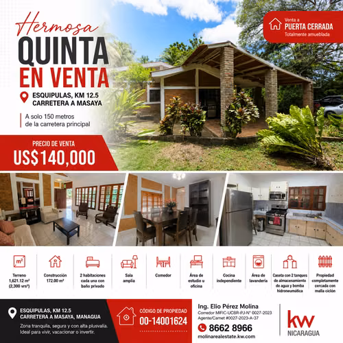  Quinta en Venta en Esquipulas, Km 12.5 Carretera a Masaya