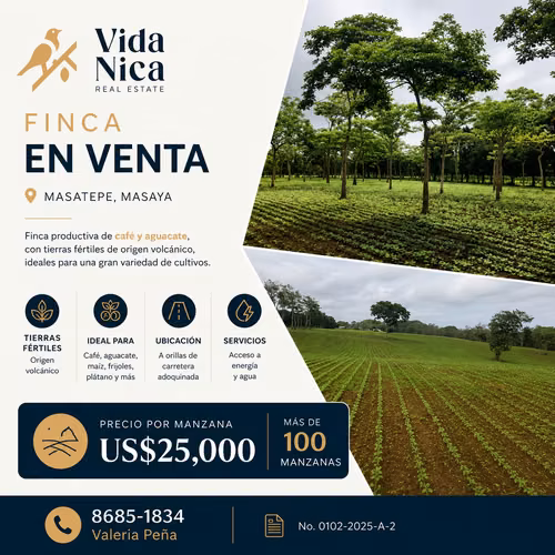 Finca Productiva en Venta en Masatepe, Masaya