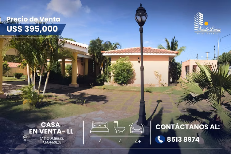 Casa en Venta en Las Cumbres, Managua -LL 