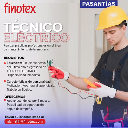 PASANTE TÉCNICO ELÉCTRICO O MANTENIMIENTO