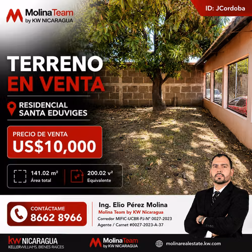 TERRENO EN VENTA EN RESIDENCIAL SANTA EDUVIGES  