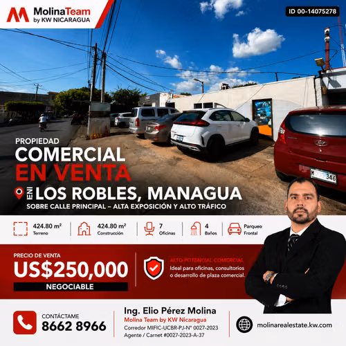 PROPIEDAD COMERCIAL EN VENTA – LOS ROBLES, MANAGUA