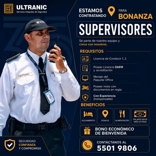 Supervisor de seguridad física - Sucursal Bonanza
