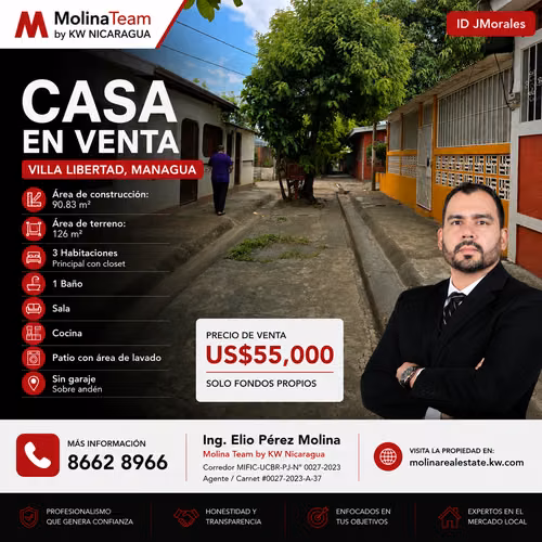  CASA EN VENTA – VILLA LIBERTAD, MANAGUA