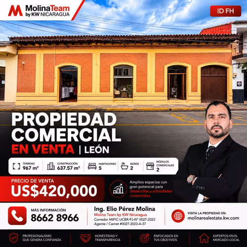 Propiedad Comercial en Venta en León | 967 m² | US$420,000