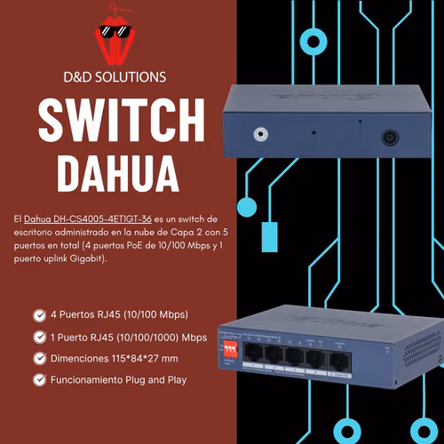 Switch PoE marca Ruijie y Dahua