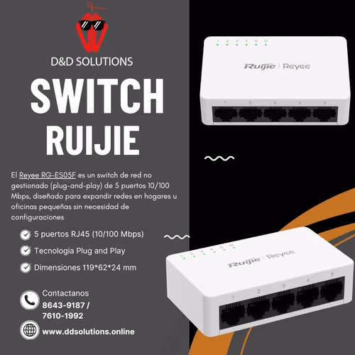 Switch PoE marca Ruijie y Dahua