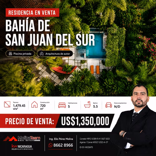 Residencia de Lujo en Venta en San Juan del Sur | 5 Habitaciones, Piscina | US$1,350,000