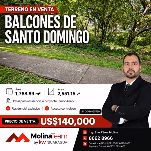 Land for Sale in Balcones de Santo Domingo, Managua, 124; 2,551.15 v ², 124; US $140,000