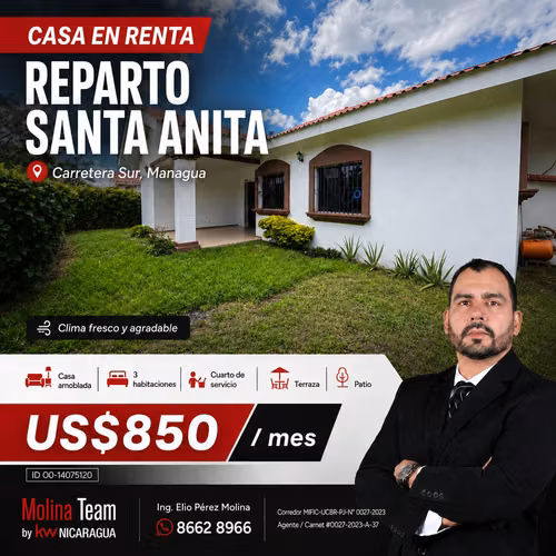 CASA AMOBLADA EN RENTA | REPARTO SANTA ANITA – CARRETERA SUR