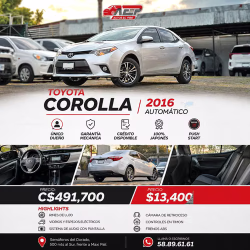 COROLLA 2016 AUTOMÁTICO JAPONES UNICO DUEÑO - Imagen 1