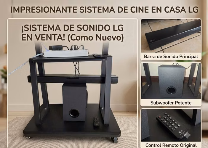 LG Sound Bar + Subwoofer Powerful + Original Control