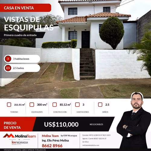 CASA TOWNHOUSE EN VENTA | URBANIZACIÓN VISTAS DE ESQUIPULAS