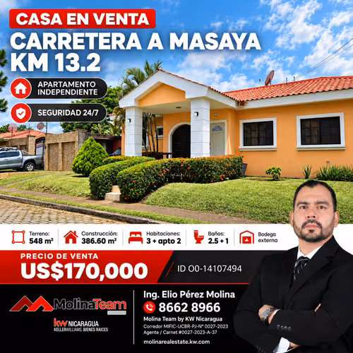 CASE IN SALE WITH INDEPENDENT APARTMENT - 124; KM 13.2 _ Sales price: US $170,000 Excellent potentia