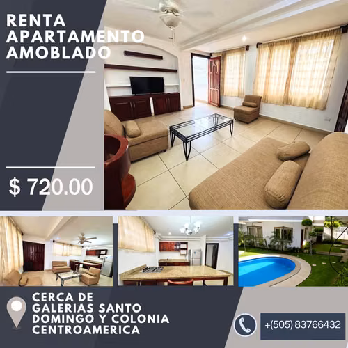 EM-Rental furnished apartment Condominium on 2nd floor, nearby Galeries Santo Domingo