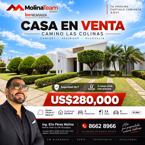 CASA EN VENTA | CAMINO LAS COLINAS,  RESIDENCIAL DONATELLO MANAGUA - Imagen 1