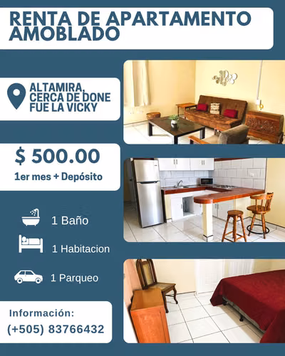 EM-Renta de apartamento amoblado en Altamira, cerca de donde fue la Vicky 