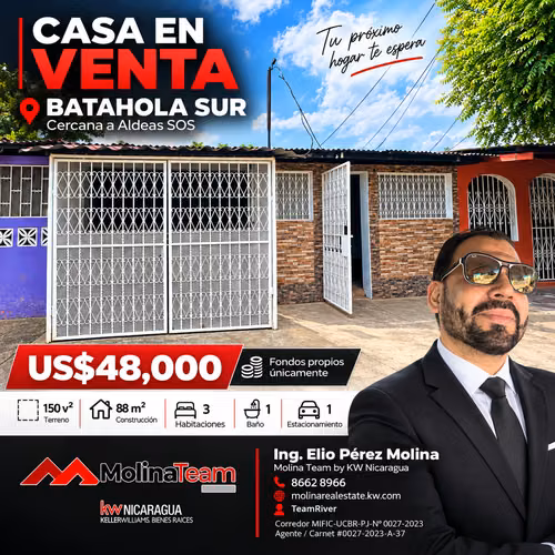 CASA EN VENTA | BATAHOLA SUR, MANAGUA