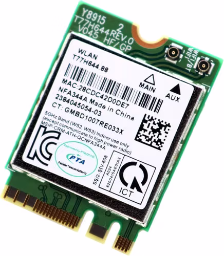 Tarjeta Inalámbrica M.2 Wi-Fi 802.11ac 867 Mbps con Bluetooth 4.1 Dell DW1820 (Qualcomm QCNFA344A) - Imagen 3