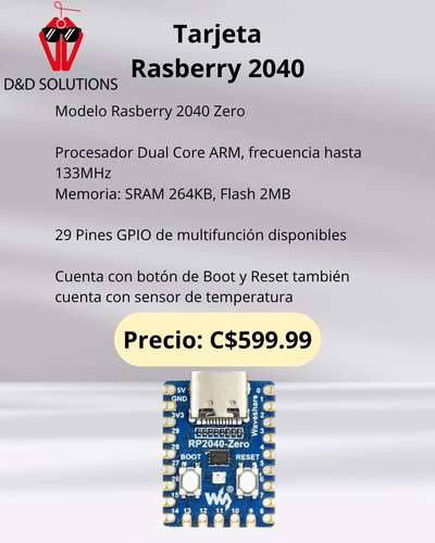 Tarjeta Raspberry Pi 2040 Zero