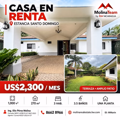 Casa de una planta en renta en Estancia Santo Domingo