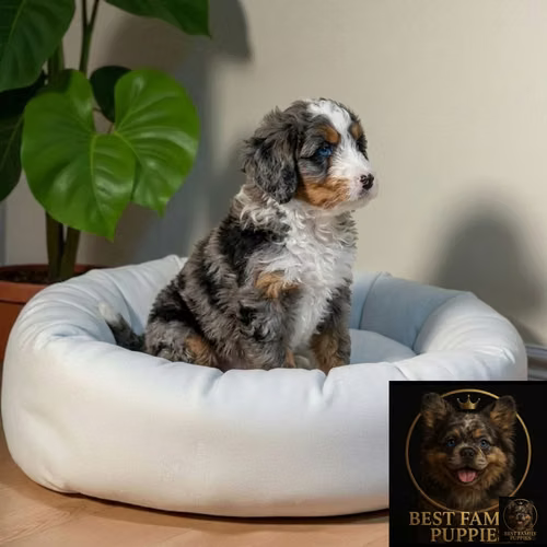 Cachorro Bernedoodle Miniatura Merle / Mini Bernedoodle Merle disponible - Imagen 5