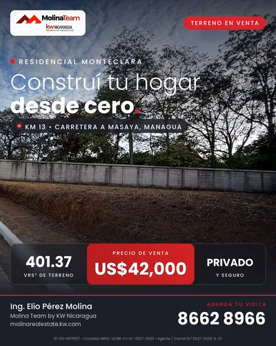 LAND FOR SALE - 124; RESIDENTIAL MONTECLARA