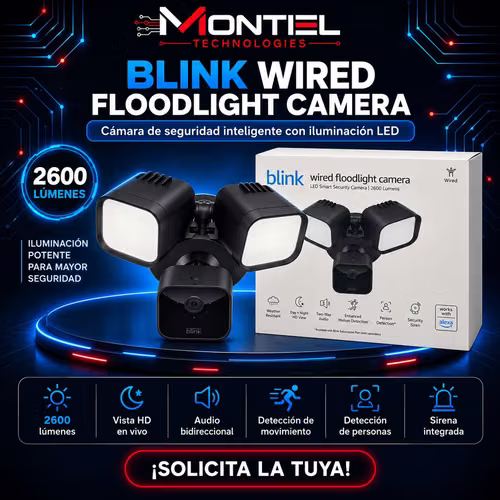 Blink Wired Floodlight Camera | Cámara Inteligente con Reflector HD | Compatible con Alexa