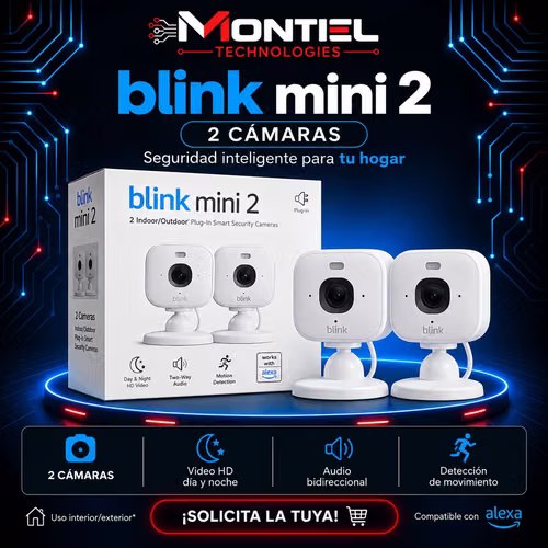 Kit de 2 Cámaras de Seguridad Inteligentes Blink Mini 2