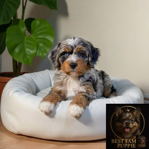 Cachorro Bernedoodle Miniatura Merle / Mini Bernedoodle Merle disponible - Imagen 7