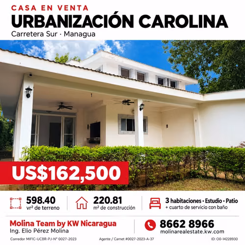 CASA EN VENTA CERCA DEL COLEGIO ALEMÁN | URBANIZACIÓN CAROLINA CARRETERA SUR 