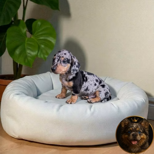 Cachorro Salchicha Miniatura Arlequín Plata / Miniature Dachshund Dapple Silver disponible - Imagen 2