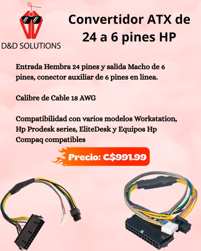 Convertidor ATX de 24 pines a 6 pines HP