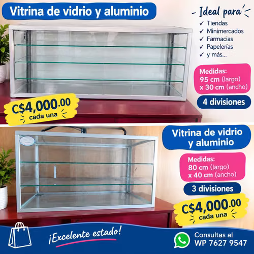 Glass and aluminium vitrines