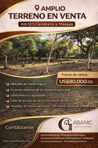 Amplio terreno en venta – Km 12.5 Carretera a Masaya - Imagen 1