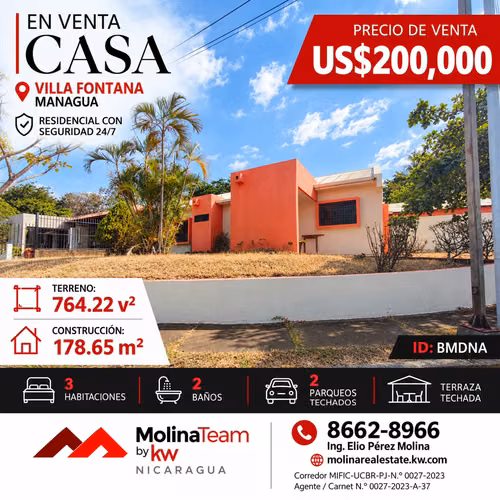 CASA EN VENTA | VILLA FONTANA · Dentro de residencial con seguridad 24/