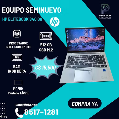 Hp EliteBook 840 G8 / Core i 7 11va / 16 Gb RAM / 512 Gb SSD / PANTALLA TÁCTIL  - Imagen 4