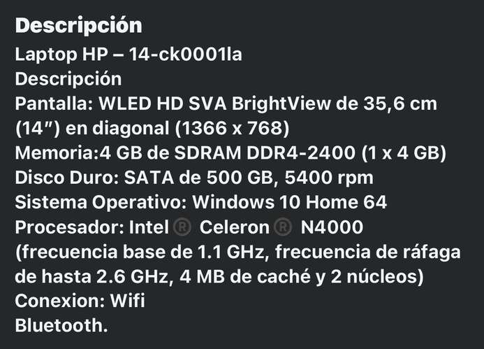 Computadora HP en buen estado como nueva unico  detalle se me perdió el cargador hago rebaja por el cargador 