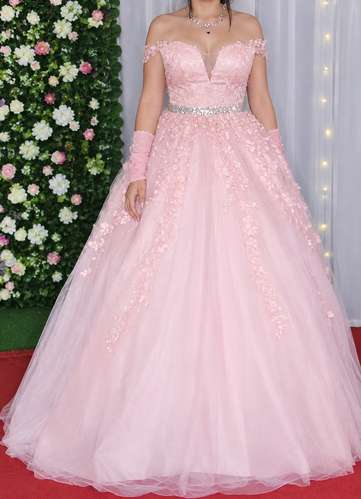 Vestido de XV años rosado talla S - Imagen 2