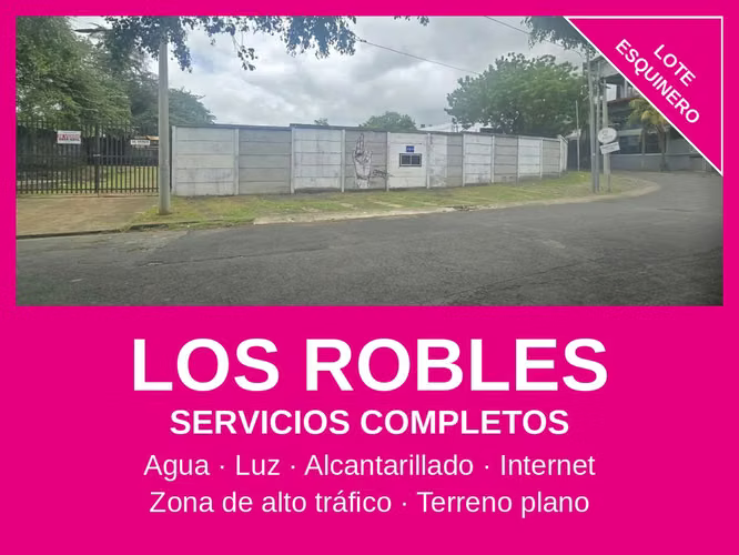 Lote esquinero en Los Robles, Managua · 970 m² · Alto tráfico comercial