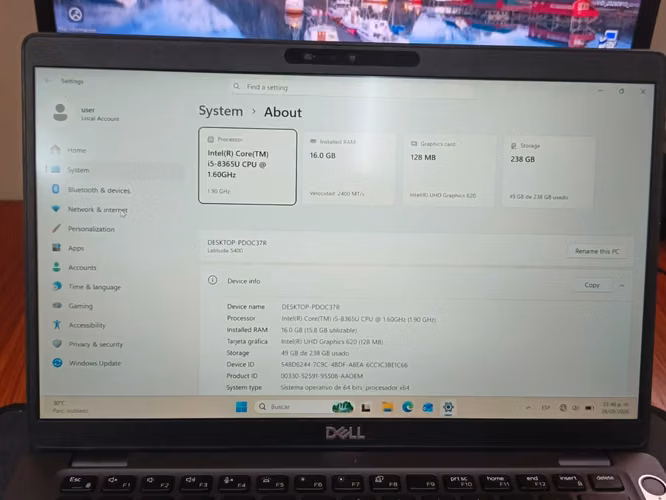 Dell Latitude 5400 14 i5-8365U 1.6GHz 16GB 256GB SSD M.2 Win 11 Pro $280
