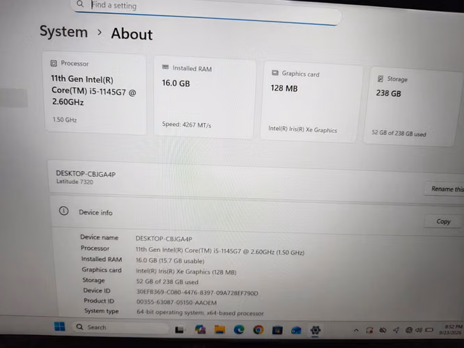 Dell Latitude 7320 13.3 Core i5-1145G7 2.6GHz 16GB 256GB SSD W11 Laptop $370