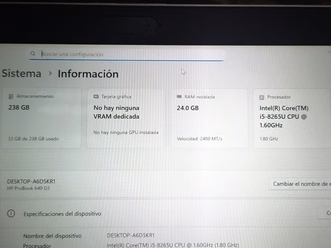 HP ProBook 640 G5 14 i5-8265U 24GB 256GB SSD  costo $320 - Imagen 8