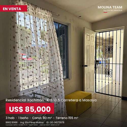 Casa en Residencial Xochitlán, Km 10.5 Carretera a Masaya | 3 hab · Seguridad 24/7 - Imagen 8