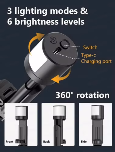 Trípode para celular con botón Bluetooth y luz - Imagen 3